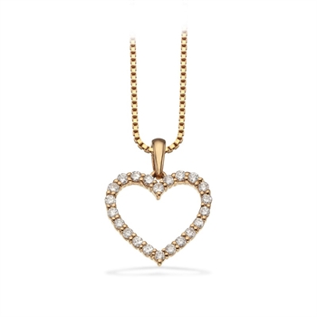 Dazzling - 14 kt. Herzanhänger mit Silberkette und 0,25 H-W/SI