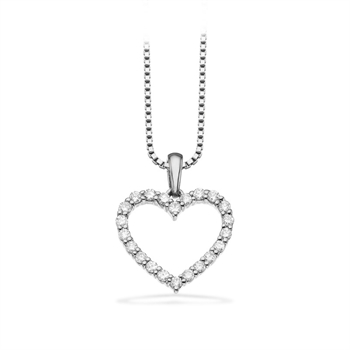 Dazzling - 14 kt. Herzanhänger mit Silberkette und 0,25 H-W/SI