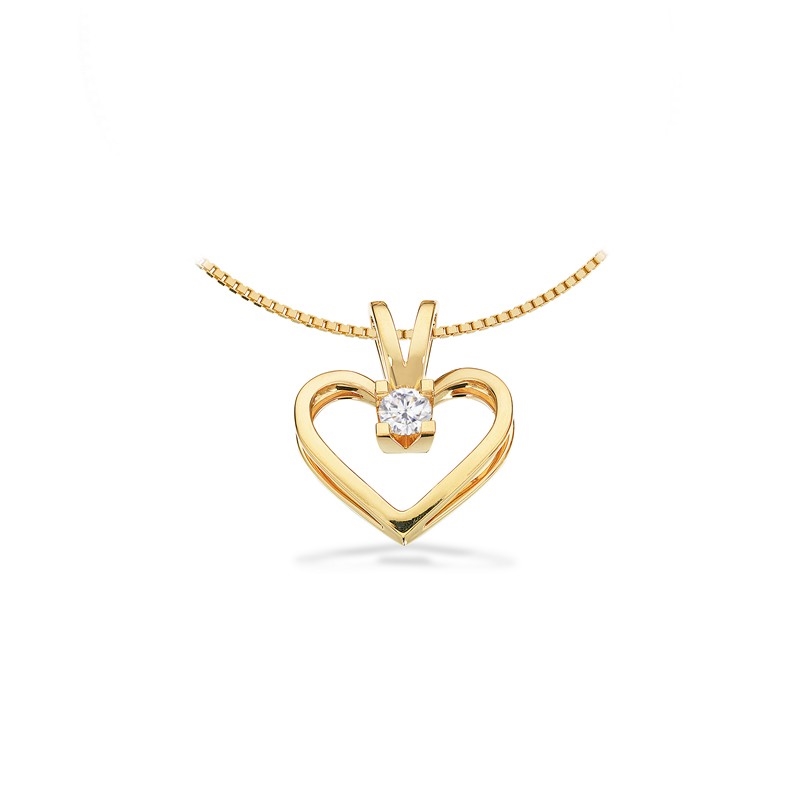 Kleopatra Herz Anhänger in 8kt. Gold 0,05ct.-0,25ct. Diamant