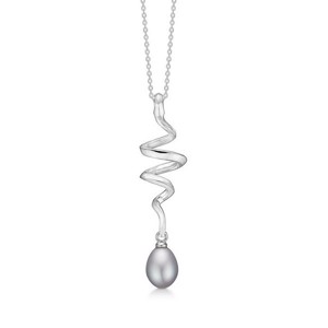 SWIRL Halskette aus silber mit Perle von Mads Z - 2123086
