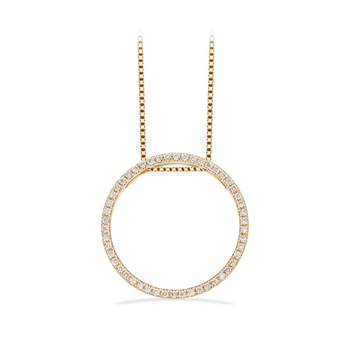 Dazzling - 14 kt. Rundes Anhänger 0,14 H-W/SI m/Silberkette groß