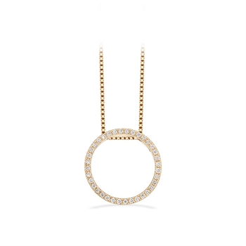 Dazzling - 14 kt. rundes Goldanhänger m/Kette & 0,14 H-W/SI klein