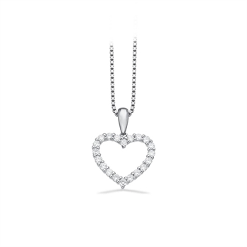 Dazzling - 14 kt. Herzanhänger und 0,36 H-W/SI mit Silberkette