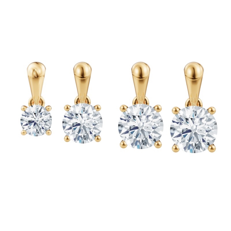 Siersbøl Luxury Anhänger aus 14 Karat Gold mit rundem lab grown Diamant in 4 Krappen