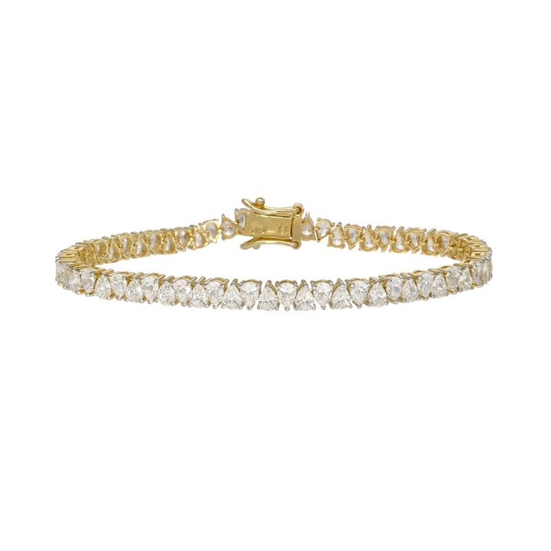 Aagaard – Birnenförmiges Tennisarmband in 14 kt Gold mit im Labor gezüchteten 