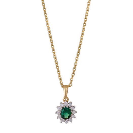 SIERSBØL 8 kt. Goldene Halskette mit grünem Smaragd