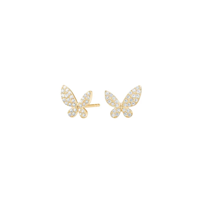 Joanli Nor RIVERANOR Schmetterling Ohrringe in Vergoldet Silber m. Zirkonia