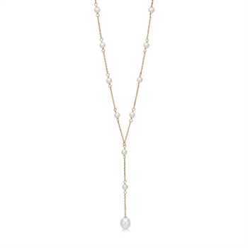 Mads Z - Olivia Y-Halskette in 8 kt Gold mit Kulturperle