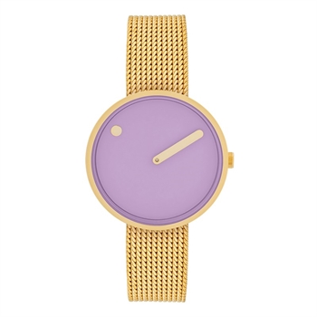 Picto Lavender Zifferblatt mit mattem Mesh-Armband in IP Gold