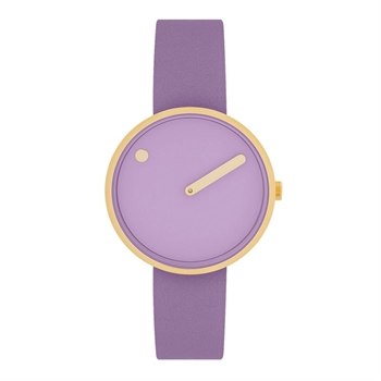 Picto Uhr mit lavendelfarbenem Lederarmband, light lavender Zifferblatt