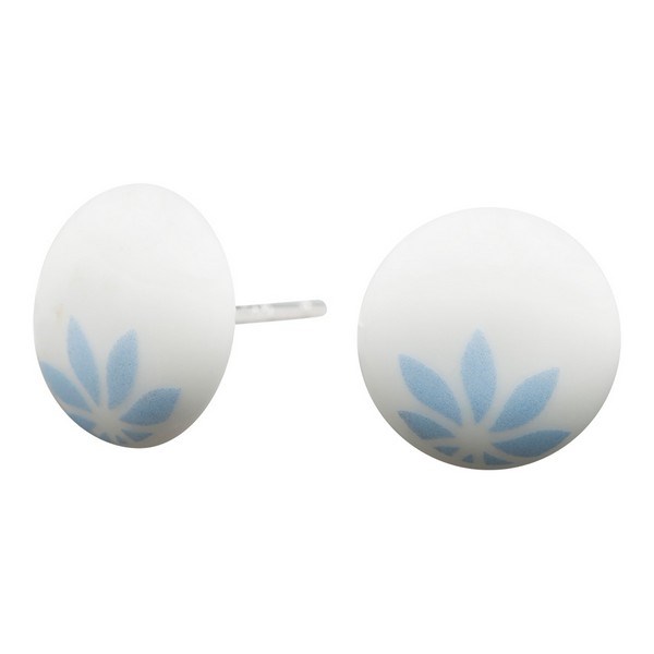 Ohrringe aus weißem Porzellan mit blauer Blume - 399 030