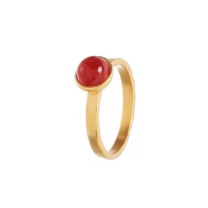 Vergoldeter Meeresring von Spinning Jewelry mit rotem Onyx - 43527