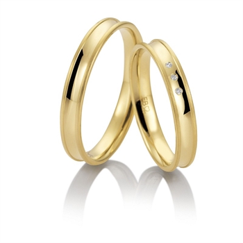 Eheringe in 9–14 kt Gold mit 0,22 ct im Labor gezüchteten Diamanten in Sternenstaub