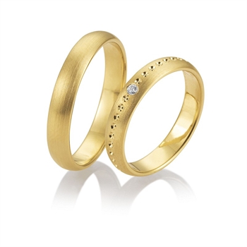 Eheringe in 9–14 kt Gold mit 0,22 ct im Labor gezüchteten Diamanten in Sternenstaub