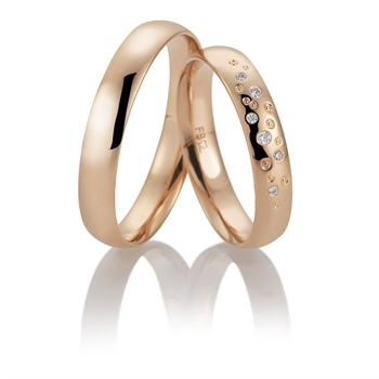 Breuning Trauringe in 14 kt Roségold mit glänzender Oberfläche und 0,042 ct Brillanten