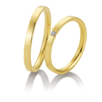 Breuning Gold Trauringe in 8-14 kt mit glänzender Oberfläche, eckigem Profil und 0,03 ct