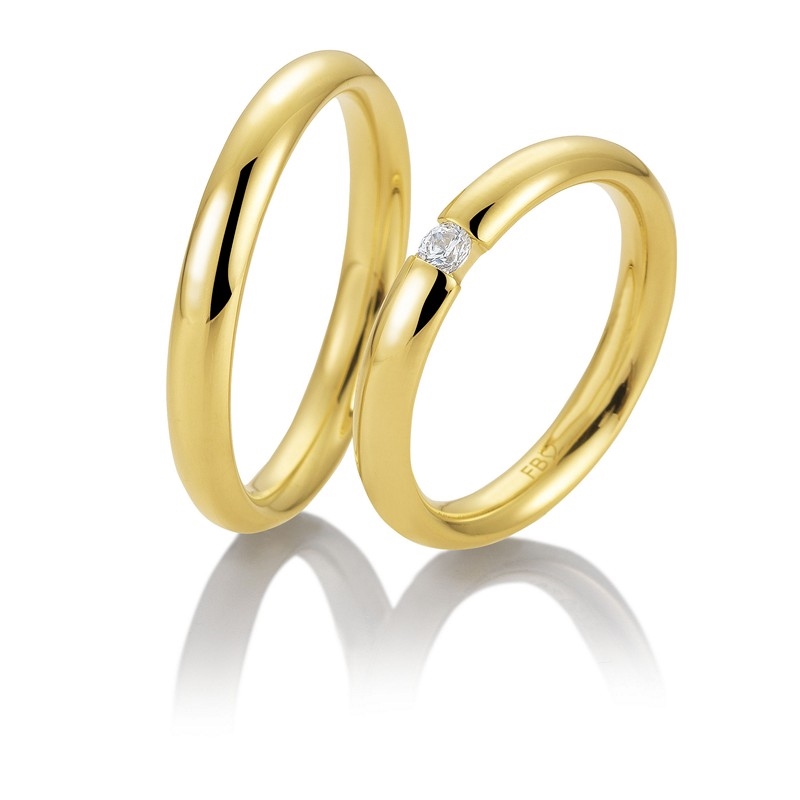 Breuning Trauringe in 8-14 kt Gold und 0,08 ct