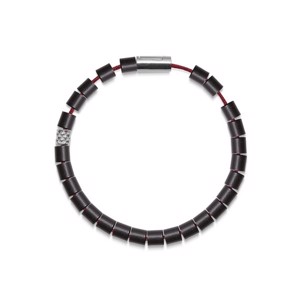 Black Sun Basic Armband aus rotem Nylon und Perlen mit Silberverschluss 