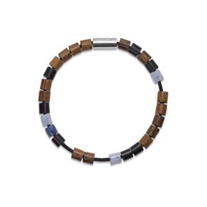 Black Sun Basic-Armband aus schwarzem Nylon und passenden Perlen mit silberner Schließe 