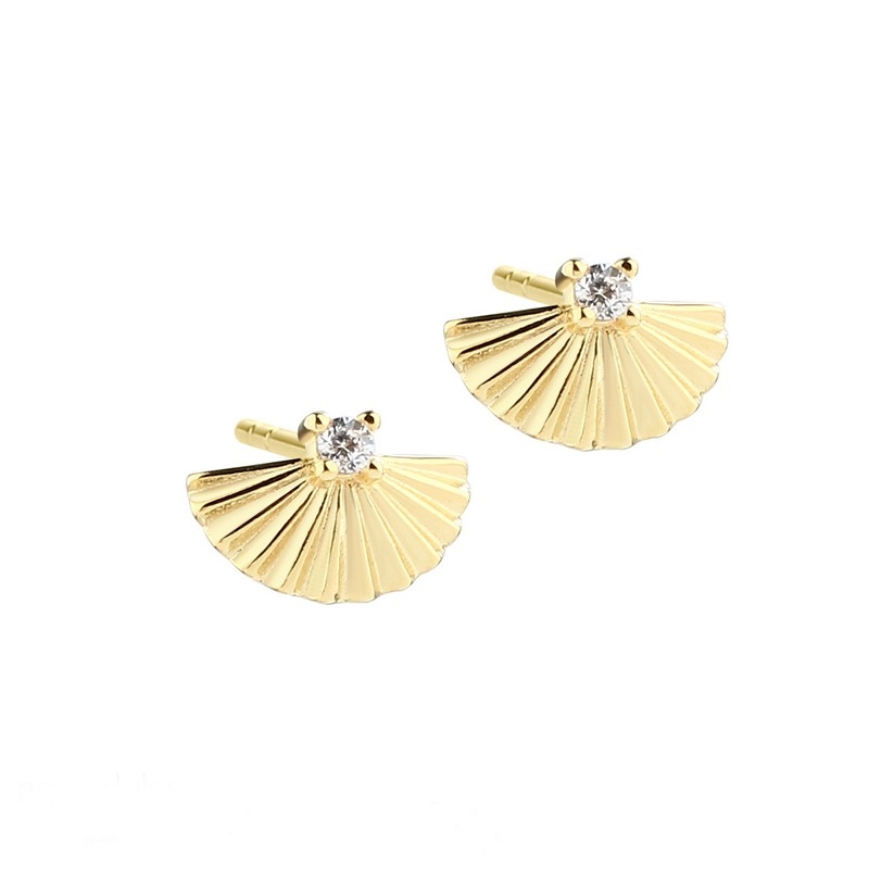 Aqua Dulce - Kaya Fan Earstud in vergoldetem Sterlingsilber
