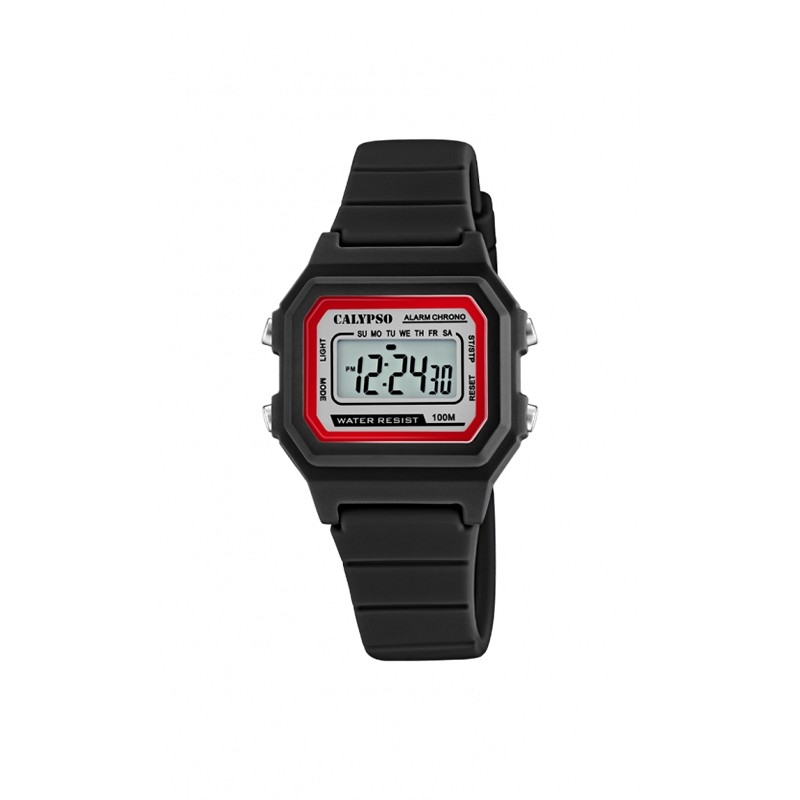 Calypso – Digitale Kinderuhr mit schwarzem Silikonarmband