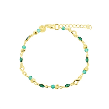 Aqua Dulce - Green Garden Armband in vergoldetem Sterlingsilber