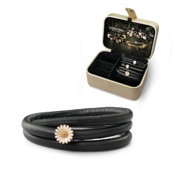 Christina Collect - Lederarmband mit vergoldete Marguerite-Charme