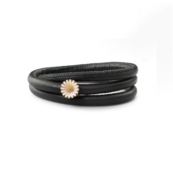 Christina Collect - Lederarmband  mit vergoldete Marguerite-Charme