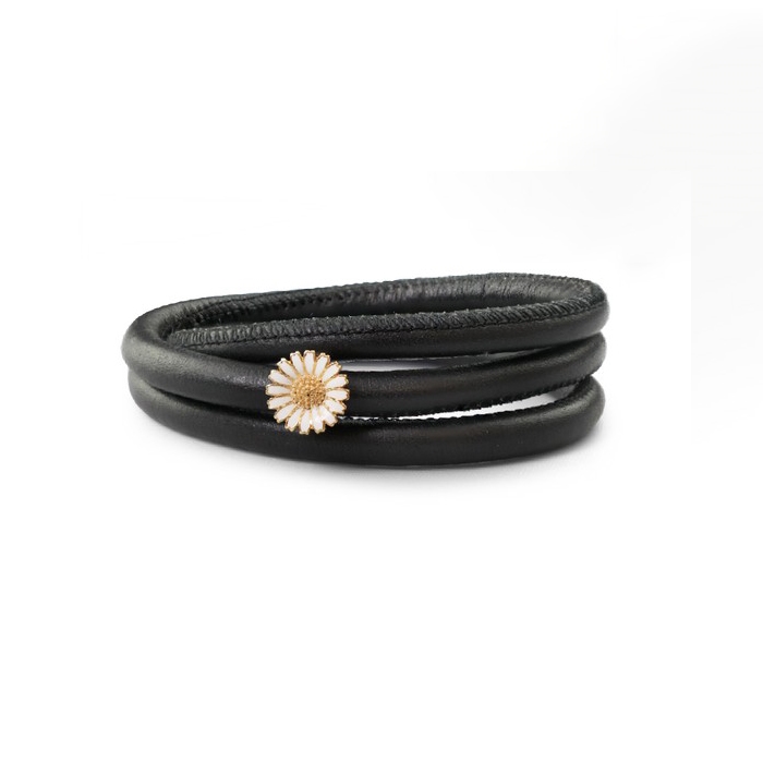 Christina Collect - Lederarmband  mit vergoldete Marguerite-Charme