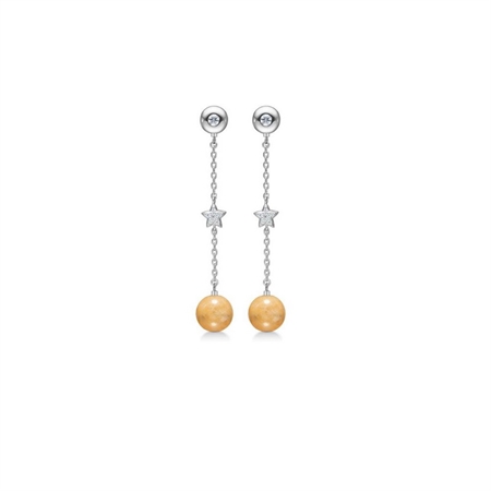 Karnevals-Ohrringe aus silber mit gelber Jade und zirkonia 6116003