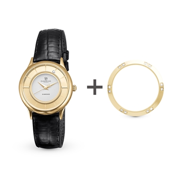 Christina Watches Golddoublé Kampagnenuhr mit Lederarmband 1