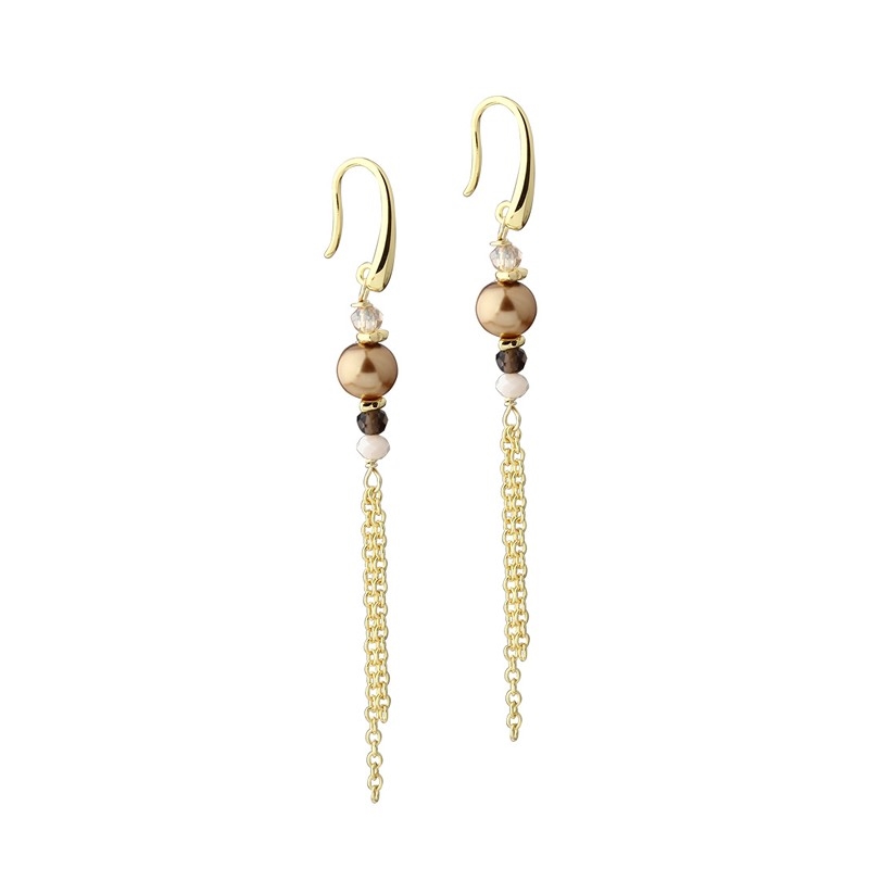 Eira Ohrringe von Aqua Dulce in vergoldetem Silber mit Muschelperlen