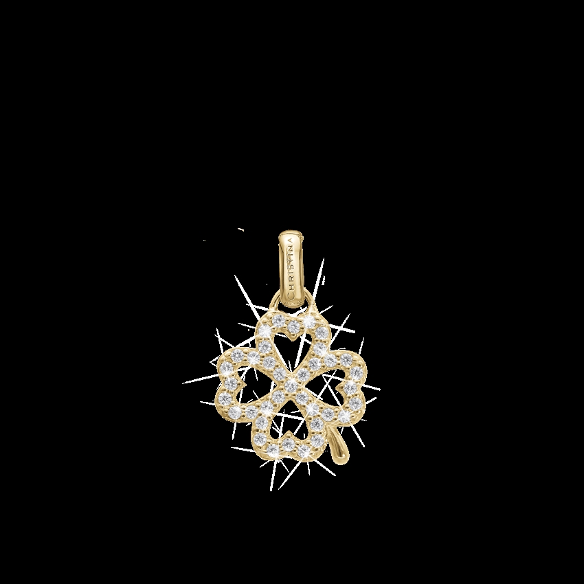 Christina Collect - Shimmery Clover Anhänger in vergoldetem Silber