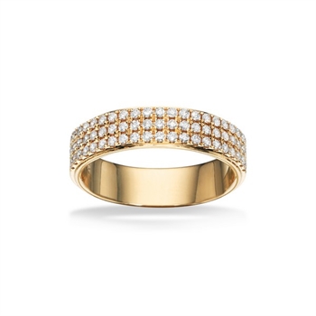 Schillernd - Ring aus 14 Karat Gold mit 3 Reihen Diamanten, 0,49 ct