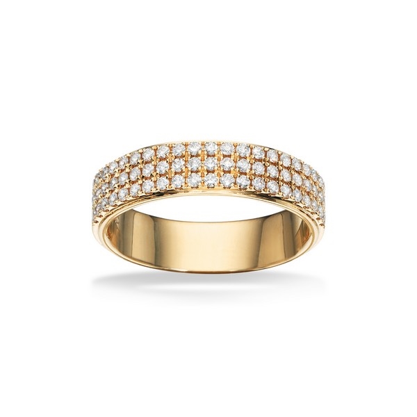 Dazzling - Ring aus 14 Karat Gold in 3 Reihen mit insgesamt 0,49 Karat. H-W/SI