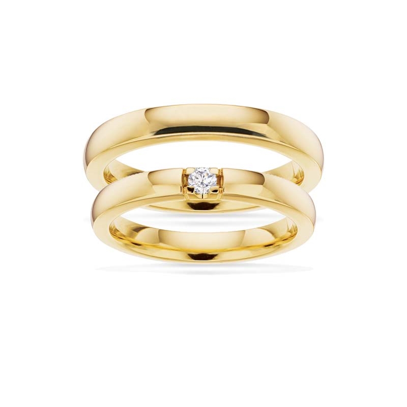 Scrouples - Grace Trauringe aus 14kt. Gold mit 0,07ct. Diamanten (Anzahl der Steine wählen)