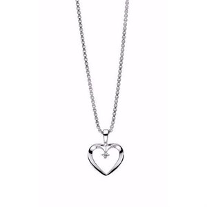 Guld & Silber Design - Herz-Anhänger inkl. Kette mit 0,02ct. in 14kt. Weißgold