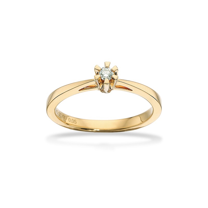 Prinzessinnenring - 14 Karat Gold 0,05 Karat Brillant