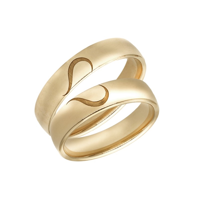 Trauringe in 9-14 kt Gold mit eingraviertem Herzen von Aagaard