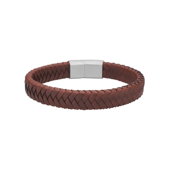 Son of Noa Herrenarmband aus geflochtenem schwarzem Leder 19-23 cm