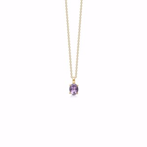 Anhänger mit violettem Amethyst in 8kt. Gold inkl. Kette  