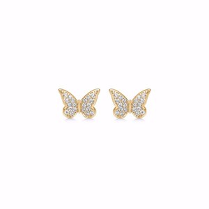 Gold & Silber Design - Schmetterlingsohrstecker aus 8kt. Gold mit Zirkonen