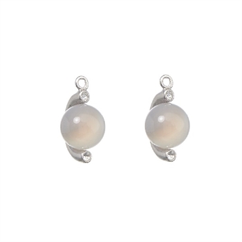Spinning Jewelry Wassertropfen in Silber mit grauem Chalcedon