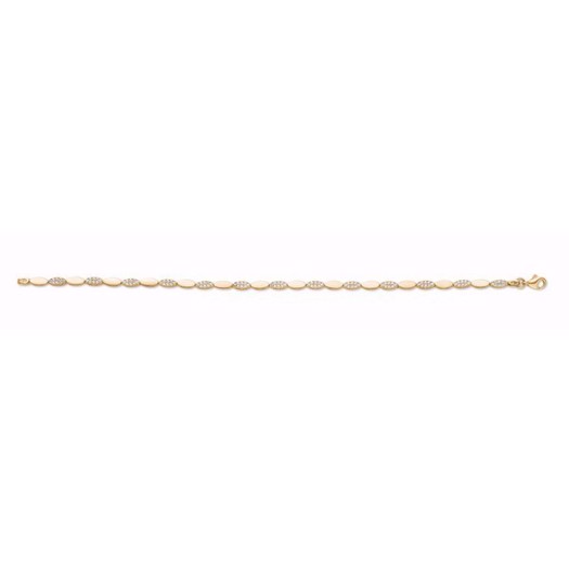 Guld og sølv design - Goldarmband mit Zirkonias 19cm 8kt