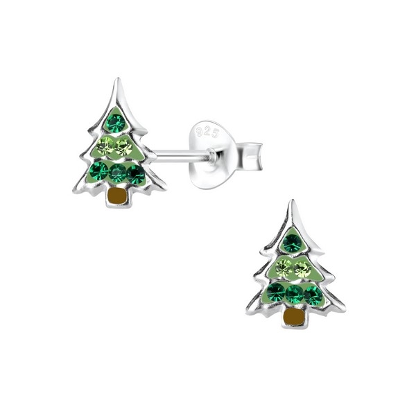 Weihnachts-Ohrringe - Weihnachtsbaum mit Zirkonia | BB10604
