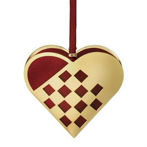 H. C. Andersen Weihnachtsschmuck - Geflochtenes Weihnachtsherz Anhänger in vergoldet (15cm)