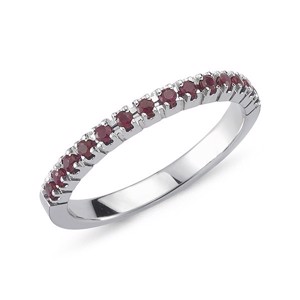 Ring Perá aus 14 Karat Weißgold mit dunkelroten Rubinen