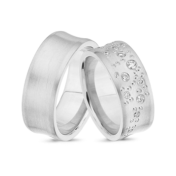 Trauringe in 14 kt Weißgold mit insgesamt 0,18 ct A3876 018