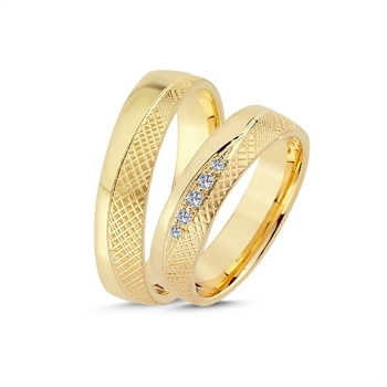 Nuran - Eheringe aus 14 kt Gold mit 5 Diamanten mit Brillantschliff von insgesamt 0,45ct