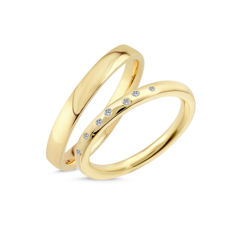 Eheringe aus 14 kt Gold mit insgesamt 0,07ct A4141 007-HG